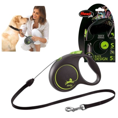 Flexi Automatyczna Smycz Dla Psa Black Design Linka S 5M Green