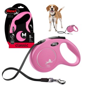 Flexi Automatyczna Smycz New Classic M Taśma 5M Różowa