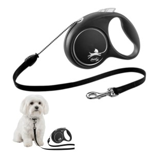 Flexi Automatyczna Smycz  Dla Psa  Black Linka Taśma S 5M Silver