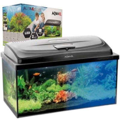 AQUAEL Aqua4Start 60 Zestaw Akwarystyczny dla Początkujących AKWARIUM PROSTE 60x30x30cm 54L + Pokrywa 10W Day&Night + Filtr + Grzałka + Mata