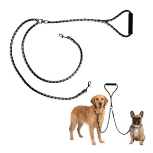 Kerbl Smycz Dla Psa 140x1,2 cm Czarno Szara Podwójna Przepinana Mocna