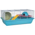 AquosPlast Hamster Azula Baja Klatka Dla Chomika Myszki Małych Gryzoni z Wyposażeniem Niebiesko-Szara 50x28x22cm Model: 117G