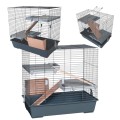 AquosPlast Kawia 70 Wysoka Piętrowa Klatka Dla Kawii Świnki Morskiej 70x40x66cm + PAŚNIK Szaro-Różowa