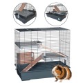 AquosPlast Kawia 70 Wysoka Piętrowa Klatka Dla Kawii Świnki Morskiej 70x40x66cm + PAŚNIK Szaro-Różowa