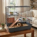AquosPlast Kawia 70 Wysoka Piętrowa Klatka Dla Kawii Świnki Morskiej 70x40x66cm + PAŚNIK Szaro-Różowa