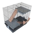 AquosPlast Kawia 70 Wysoka Piętrowa Klatka Dla Kawii Świnki Morskiej 70x40x66cm + PAŚNIK Szaro-Różowa