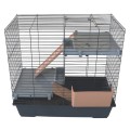 AquosPlast Kawia 70 Wysoka Piętrowa Klatka Dla Kawii Świnki Morskiej 70x40x66cm + PAŚNIK Szaro-Różowa