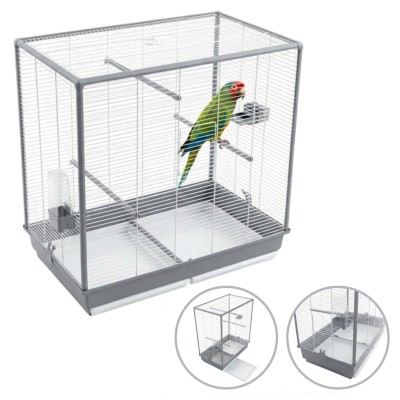 AquosPlast Pajaro Duża Klatka dla Ptaków Papug Kanarków Szara 70x40x80,5cm Model: 616B