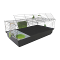 AquosPlast Królik PREMIUM 100 Duża Klatka z Wyposażeniem Dla Królika Świnki Morskiej 100x55x38cm + PAŚNIK + POIDEŁKO + DOMEK Czarno-Zielona
