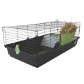 AquosPlast Królik PREMIUM 100 Duża Klatka z Wyposażeniem Dla Królika Świnki Morskiej 100x55x38cm + PAŚNIK + POIDEŁKO + DOMEK Czarno-Zielona