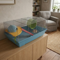AquosPlast Hamster Azula Baja Klatka Dla Chomika Myszki Małych Gryzoni z Wyposażeniem Niebiesko-Szara 50x28x22cm Model: 117G