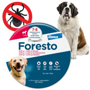 ELANCO Foresto Skuteczna Obroża Przeciw Pchłom i Kleszczom dla Średnich i Dużych Psów od 8kg 70cm Działa do 8 Miesięcy