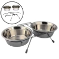 Miski Metalowe Na Stojaku Niskim Dla Psa Kota 2x2,8l
