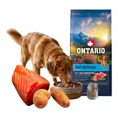 ONTARIO ADULT ALL BREADS MONO TUNA&amp;POTATOES 12KG Karma Monoproteinowa dla Dorosłych Psów Wszystkich Ras z Tuńczykiem i Słodkim Ziemniakiem