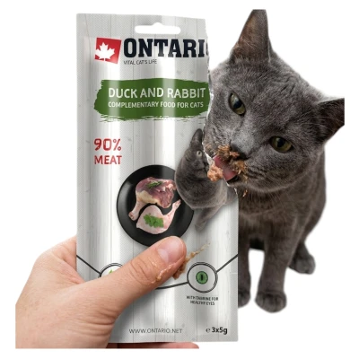 Ontario Kabanos Przysmak dla Kota Duck&amp;Rabbit Kaczka z Królikiem 3x5g