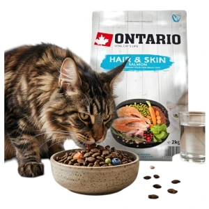 ONTARIO Cat Karma Sucha dla Kotów Dorosłych Hair&Skin na Skórę i Sierść Łosoś 2kg
