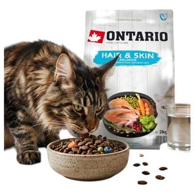 ONTARIO Cat Karma Sucha dla Kotów Dorosłych Hair&amp;Skin na Skórę i Sierść Łosoś 2kg