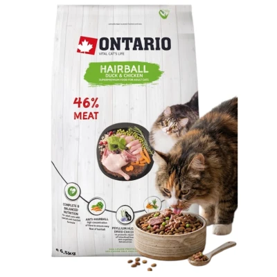 ONTARIO CAT HAIRBALL 6,5KG ODKŁACZAJĄCA KARMA DLA KOTÓW