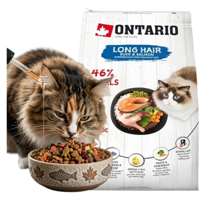 ONTARIO Cat Karma Sucha dla Kotów Dorosłych Długowłosych Kaczka z Łososiem 2kg