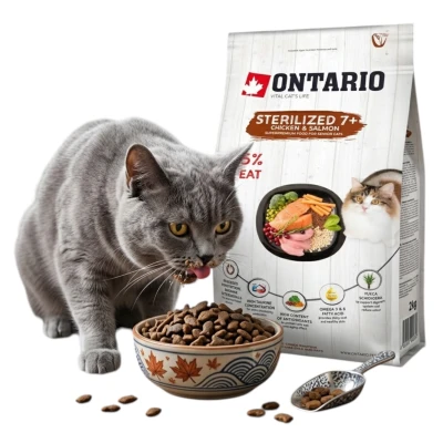 ONTARIO Cat Sterilised 7+ Karma Sucha dla Kastrowanych Kotów Dorosłych Kurczak z Łososiem 2kg