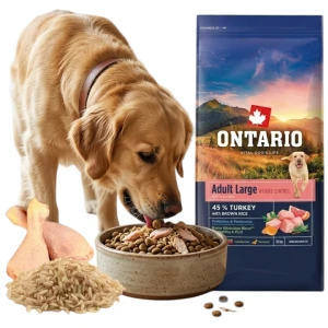 ONTARIO LARGE WEIGHT CONTROL TURKEY&B. RICE 12KG Karma dla Dużych Psów z Nadwagą z Indykiem i Ryżem Brązowym