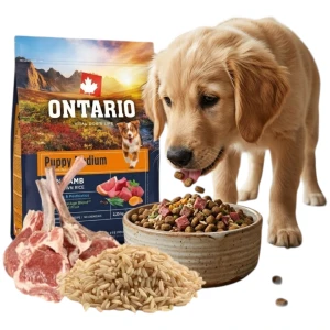 ONTARIO PUPPY MEDIUM LAMB&BROWN RICE 2,25KG Karma dla Szczeniąt Średnich Ras z Jagnięciną i Ryżem Brązowym