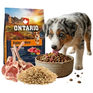 ONTARIO PUPPY MEDIUM LAMB&BROWN RICE 6,5KG Karma dla Szczeniąt Średnich Ras z Jagnięciną i Ryżem Brązowym
