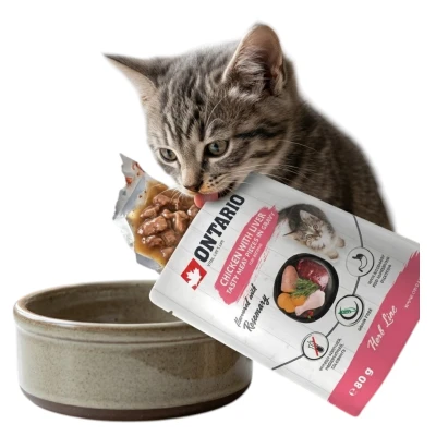 Ontario Saszetka Karma Mokra dla Kociąt Herb Line Kitten Kurczak z Wątróbką 80g