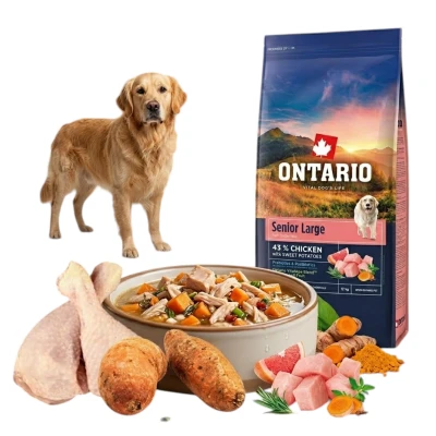 ONTARIO SENIOR LARGE CHICKEN&amp;SWEET POTATOES 12KG Karma dla Starszych Psów Dużych Ras z Kurczakiem i Słodkim Ziemniakiem
