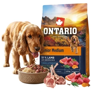 ONTARIO SENIOR MEDIUM LAMB&BROWN RICE 2,25KG Karma dla Starszych Psów Średnich Ras z Jagnięciną i Ryżem Brązowym