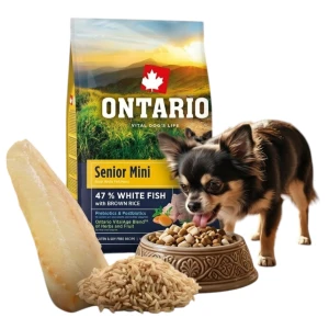 ONTARIO SENIOR MINI FISH&BROWN RICE 6,5KG Karma dla Starszych Psów Małych Ras z Białą Rybą i Ryżem Brązowym 
