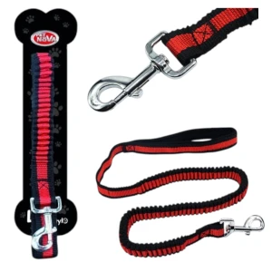 Smycz dla psa L-BUNGEE-RED Rozciągliwa 120-180cm Czerwona