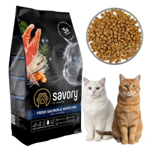 Savory Karma Sucha dla Kotów Dorosłych CATFRESH SALMON&WHITE FISH Łośoś i Białe Ryby 400g