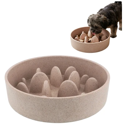 Miska Silikonowa Mata Dla Psa Anti-Chew Ecostyle Beżowa 14CM 400ML Spowalniająca Jedzenie Mokra Sucha Karma Antypoślizgowe Nóżki