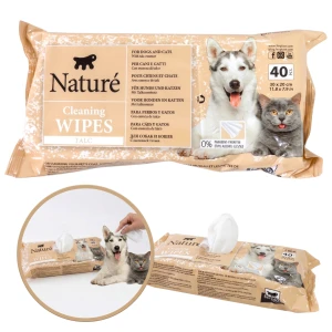 Uniwersalne Chusteczki Nawilżane dla Psa Kota Nature Talc Wipes Chusteczki 40szt Pudrowe  Odświeżające