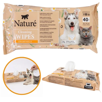 Chusteczki Nature Chamomille Wipes Rumianek 40SZT Delikatne Czyste Nawilżane
