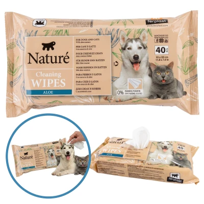 Chusteczki Nature Aloe Wipes 40SZT Aloes Delikatne Nawilżane