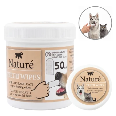 Czyściki Do Zębów Dla Psa Kota Nature Teeth Wipes 50szt Zestaw Chusteczki