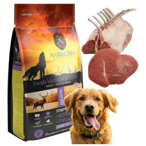 AMBROSIA Adult VENISON Lamb Bezzbożowa Karma dla Psa Dziczyzna z Jagnięciną 12kg