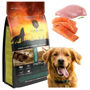 AMBROSIA Senior Light TURKEY Salmon Bezzbożowa Niskokaloryczna Karma dla Starszych oraz Kastrowanych Psów Indyk Łososiem 12kg