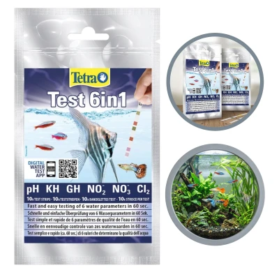 Tetra TEST 6in1 10szt pH gH kH NO2 NO3 CL2 6w1 Testy Paskowe Wody