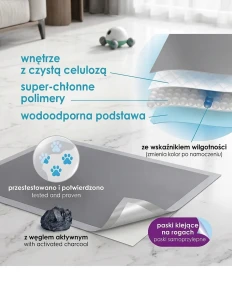 Chłonne Podkłady Higieniczne Maty do Nauki Sikania Record Assorb z Węglem Aktywnym 60x90cm 30szt
