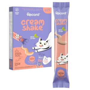 Przysmak Dla kota Record Cream Shake Salmon Catnip 7x12g Kremowy Sos Łosoś