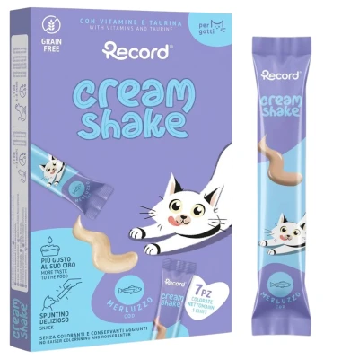Przysmak Dla Kota Record Cream Shake Dorsz 7x12g Krem Sos Ryba Płynna
