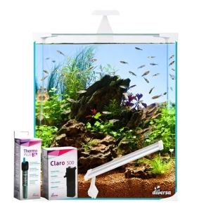 Diversa Zestaw Akwarystyczny Startowy dla Początkujących 30l nanoLED 30x30x35 LED 6,7W BIAŁE z Filtrem Grzałką