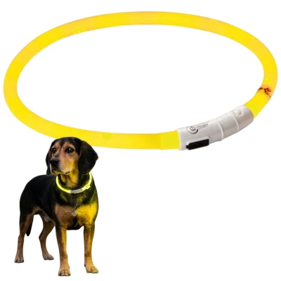 Obroża LED Kerbl Maxi Safe 65cm Żółta Świecąca Dla Psa Bezpieczna Widoczna