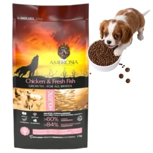 Ambrosia GF Puppy Growth Kurczak Ryba 6kg Karma Bezzbożowa Bogata W Białko