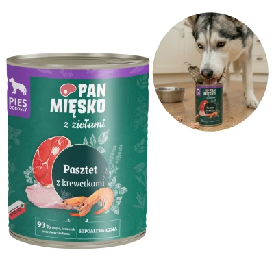 Pan Mięsko z Ziołami Pasztet z Krewetką dla Psa Karma Mokra 400g