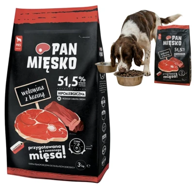 Pan Mięsko Karma dla Psów Wołowina z Koziną rozm. M 3kg