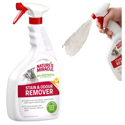 NATURE'S MIRACLE STAIN&amp;ODOUR REMOVER CAT Środek do Usuwania Zabrudzeń po Kotach Zapach Melona 946ml